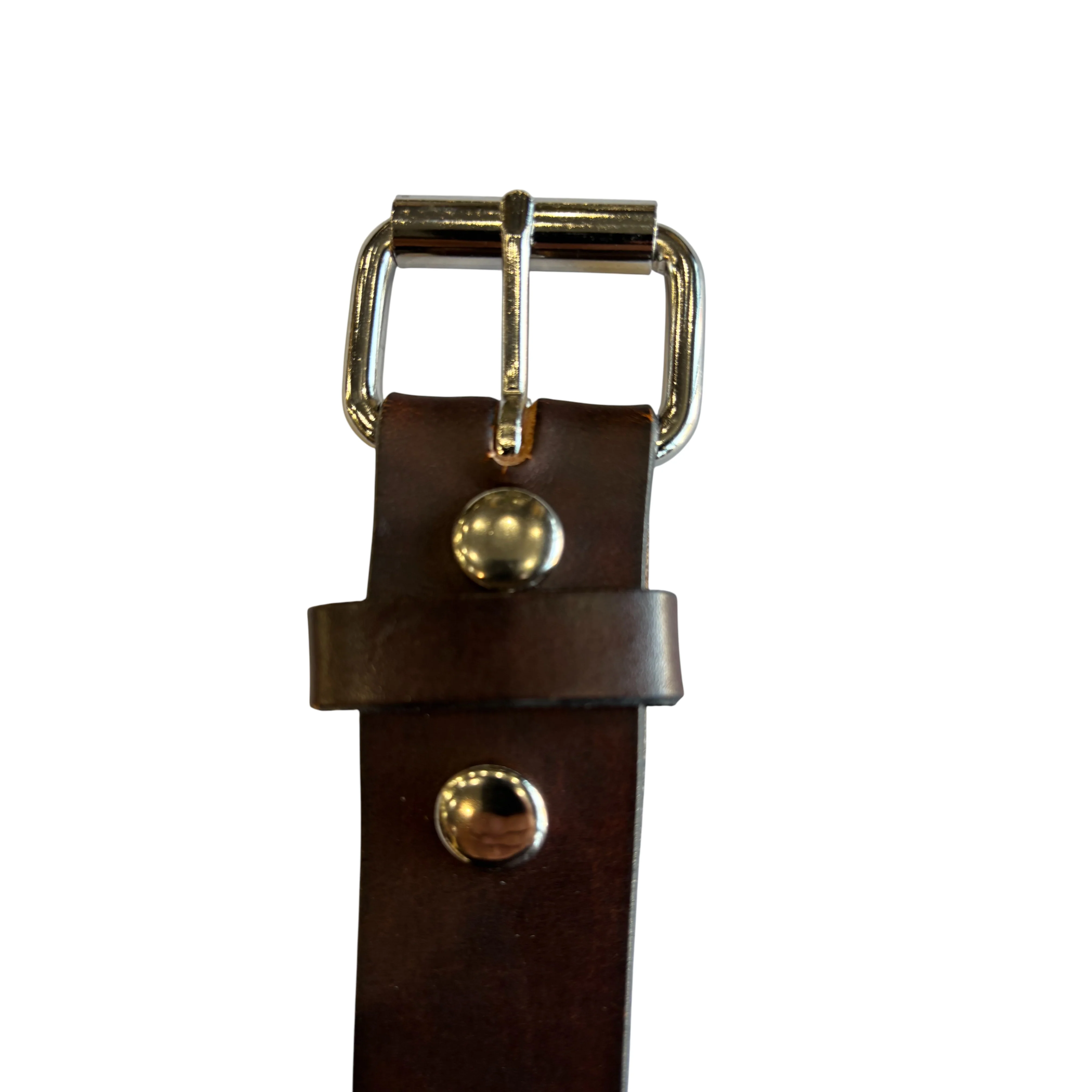 2 Row Flat Studded Brown Leather Belt - Image 2