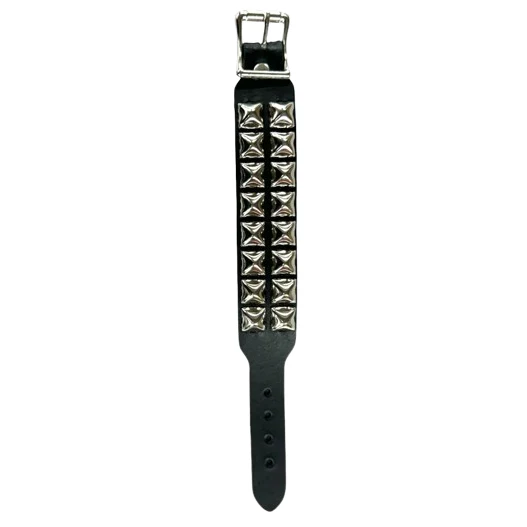 2 Row Pyramid Studded Adjustable Wristband - Image 2