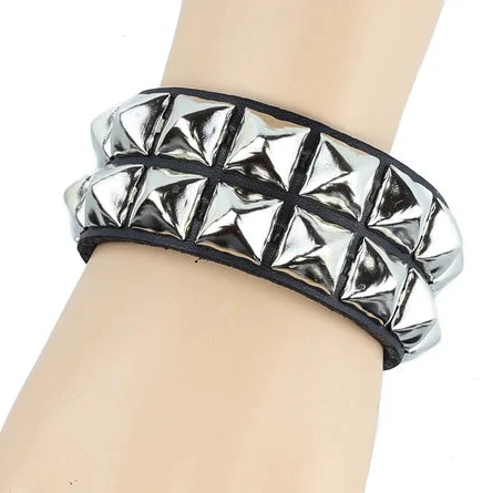 2 Row Pyramid Studded Adjustable Wristband - Image 3