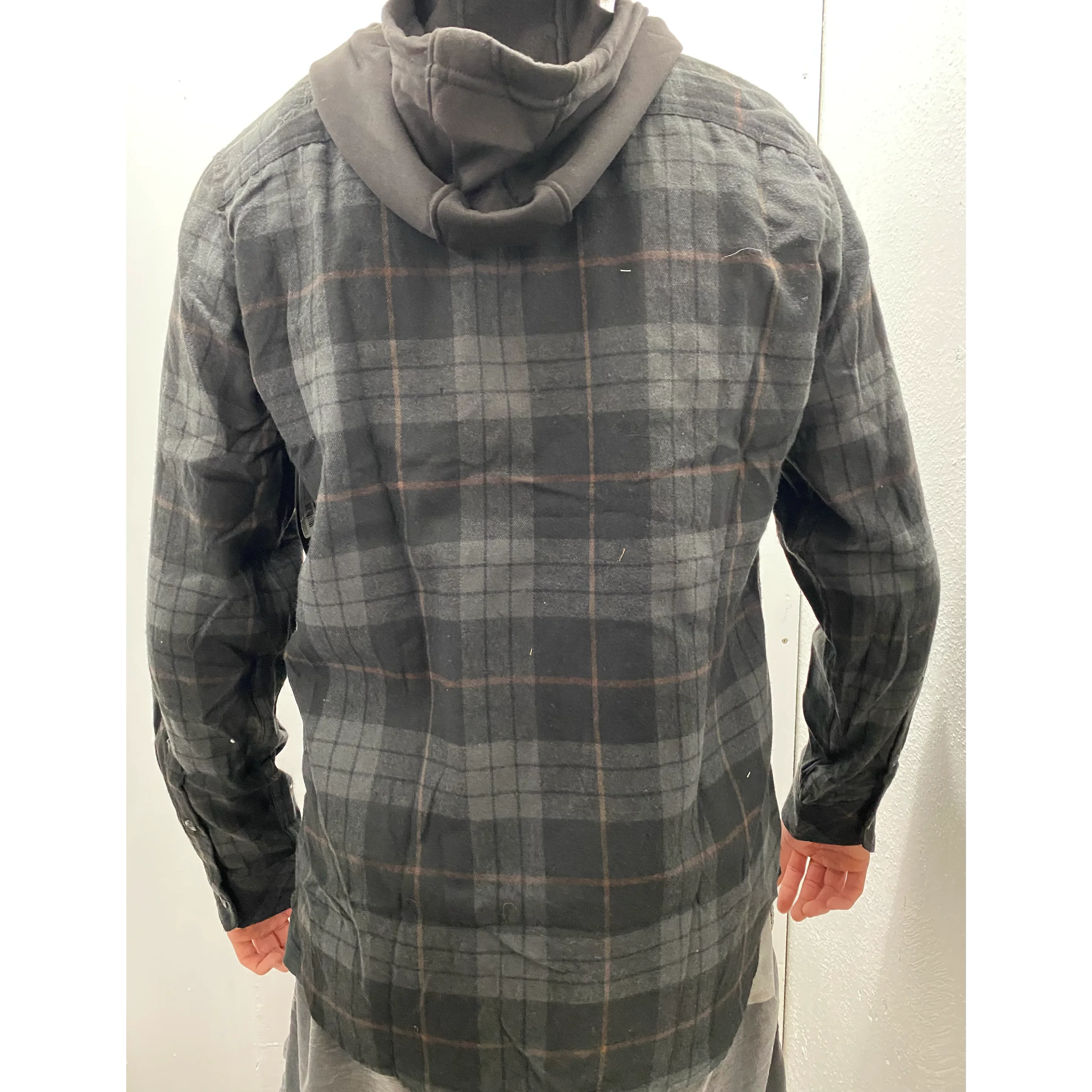 Black and Gray Hooded Flannel - Image 2