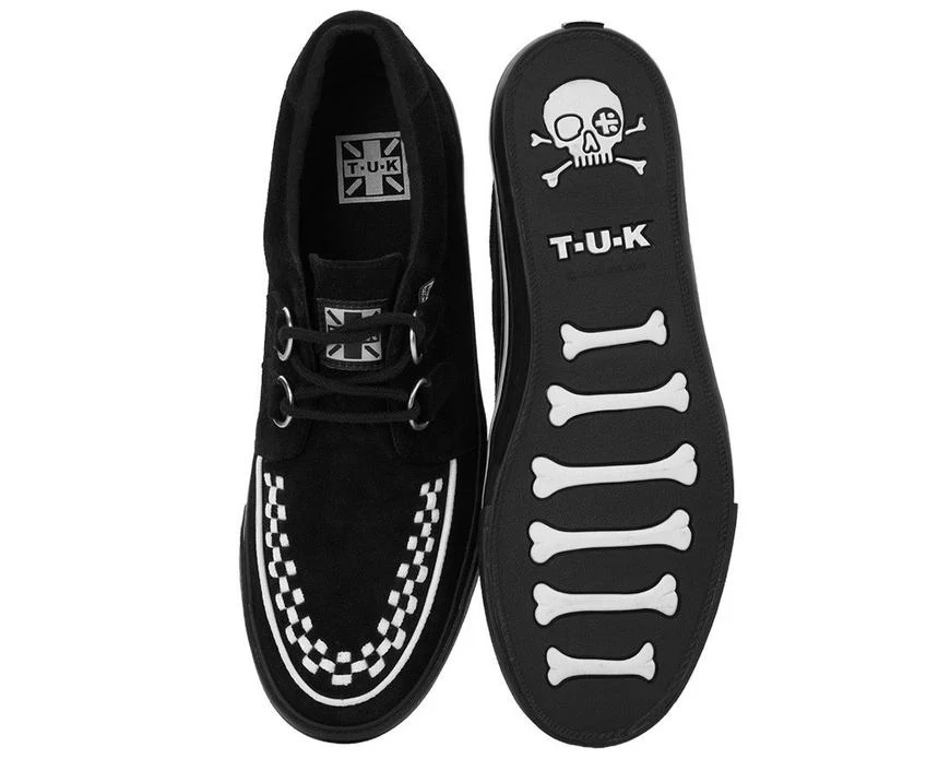 TUK Black and White Suede Sneaker Creeper A9182 - Image 4