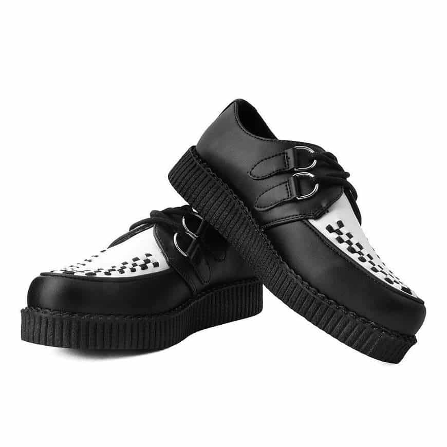 TUK Black and White Vegan Low Sole Creeper F9681 - Image 2