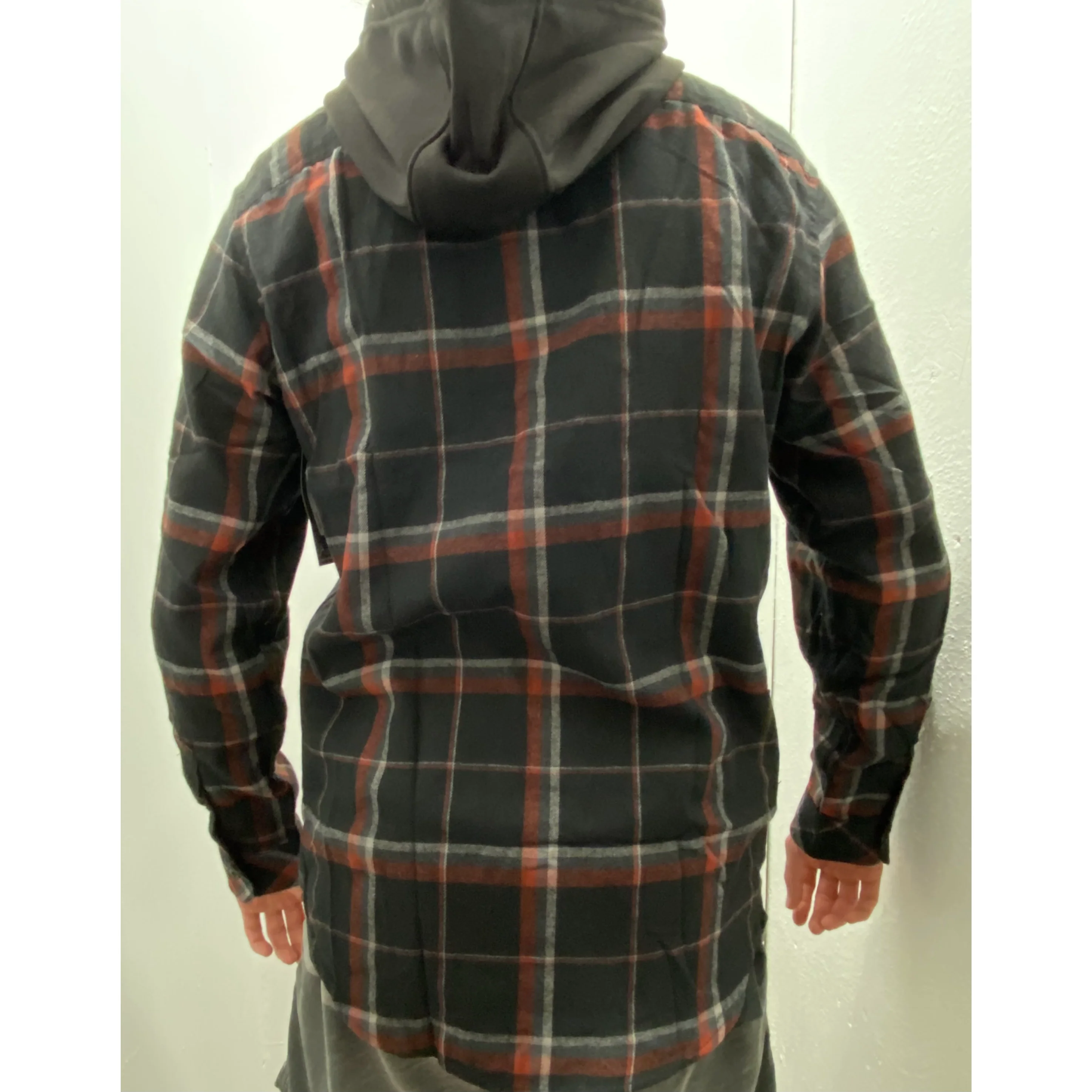 Black Burgundy Gray Hooded Flannel - Image 2