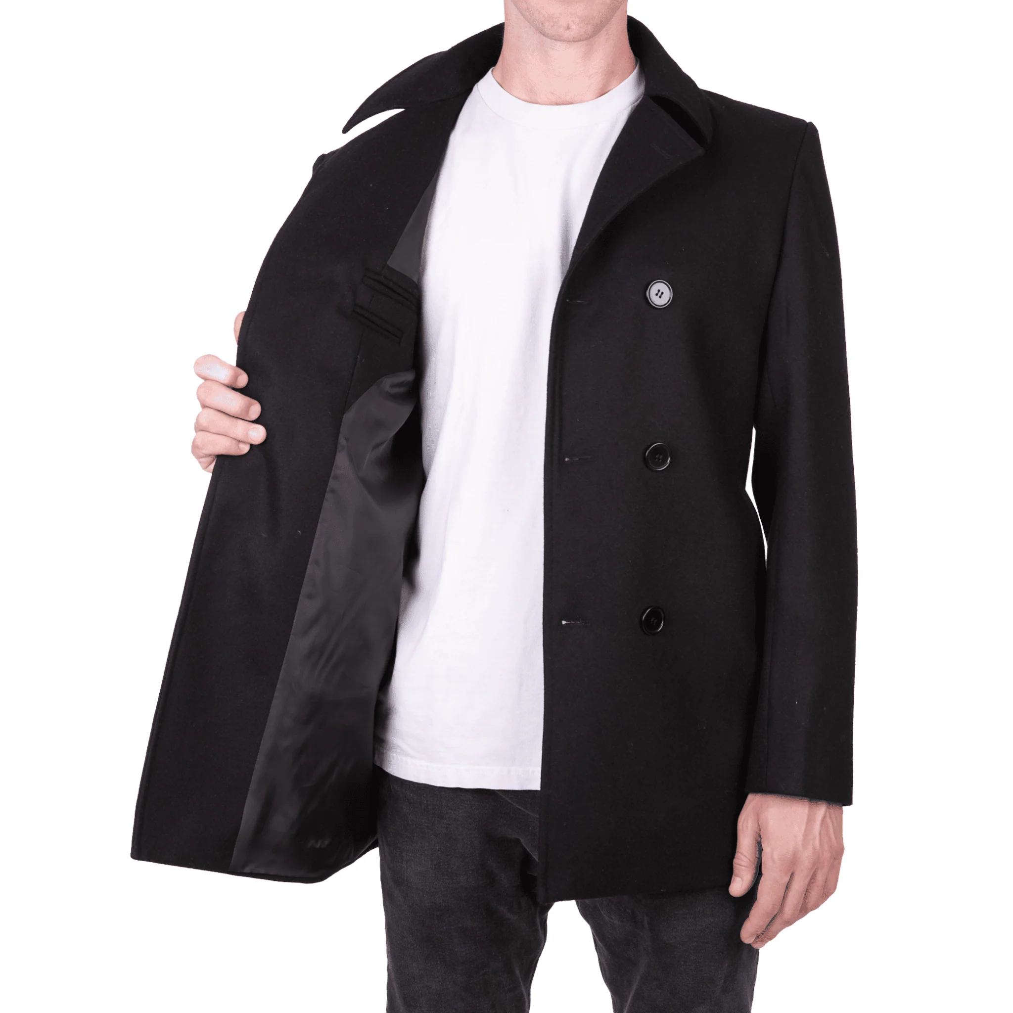Black Double Breasted Pea Coat - Image 5