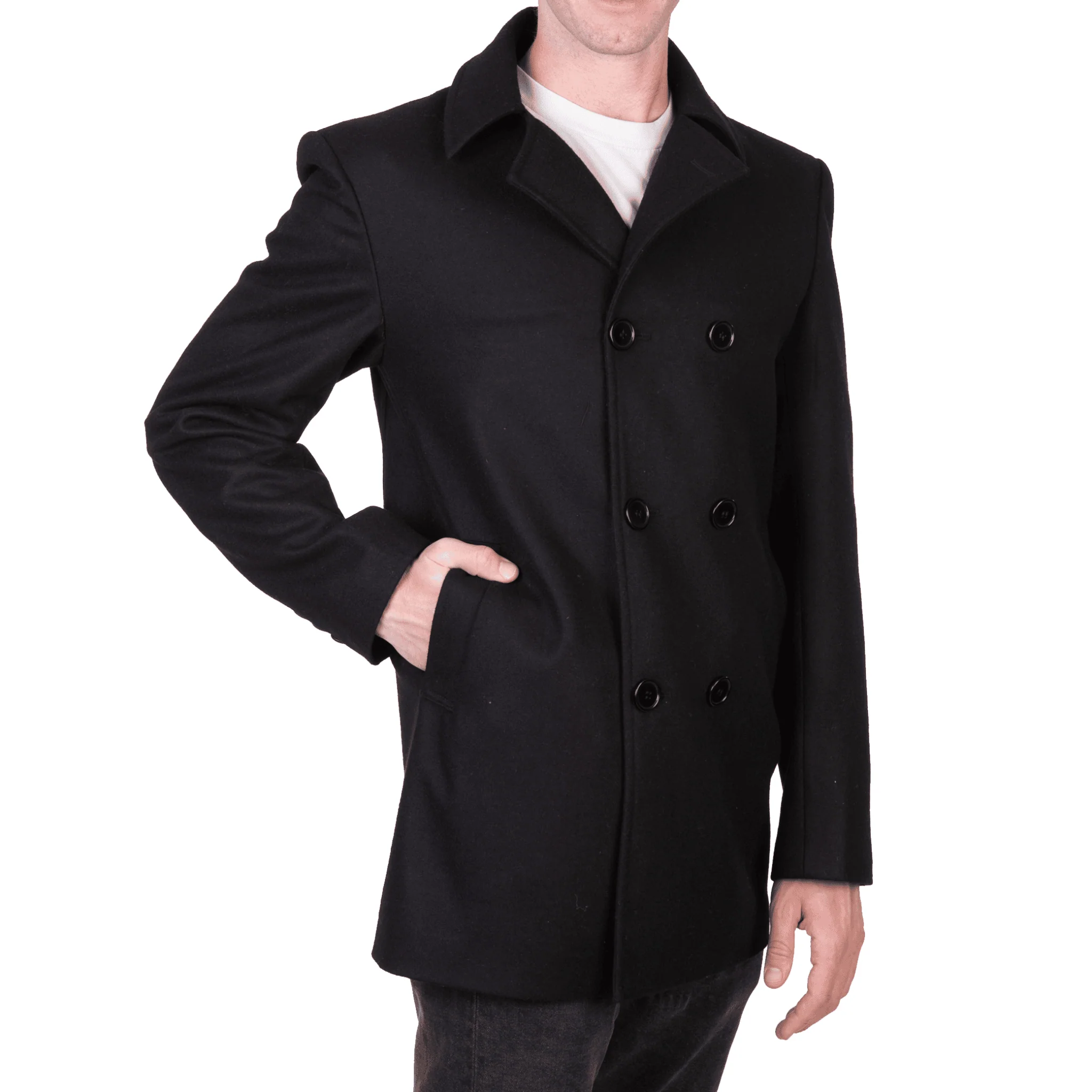 Black Double Breasted Pea Coat - Image 6