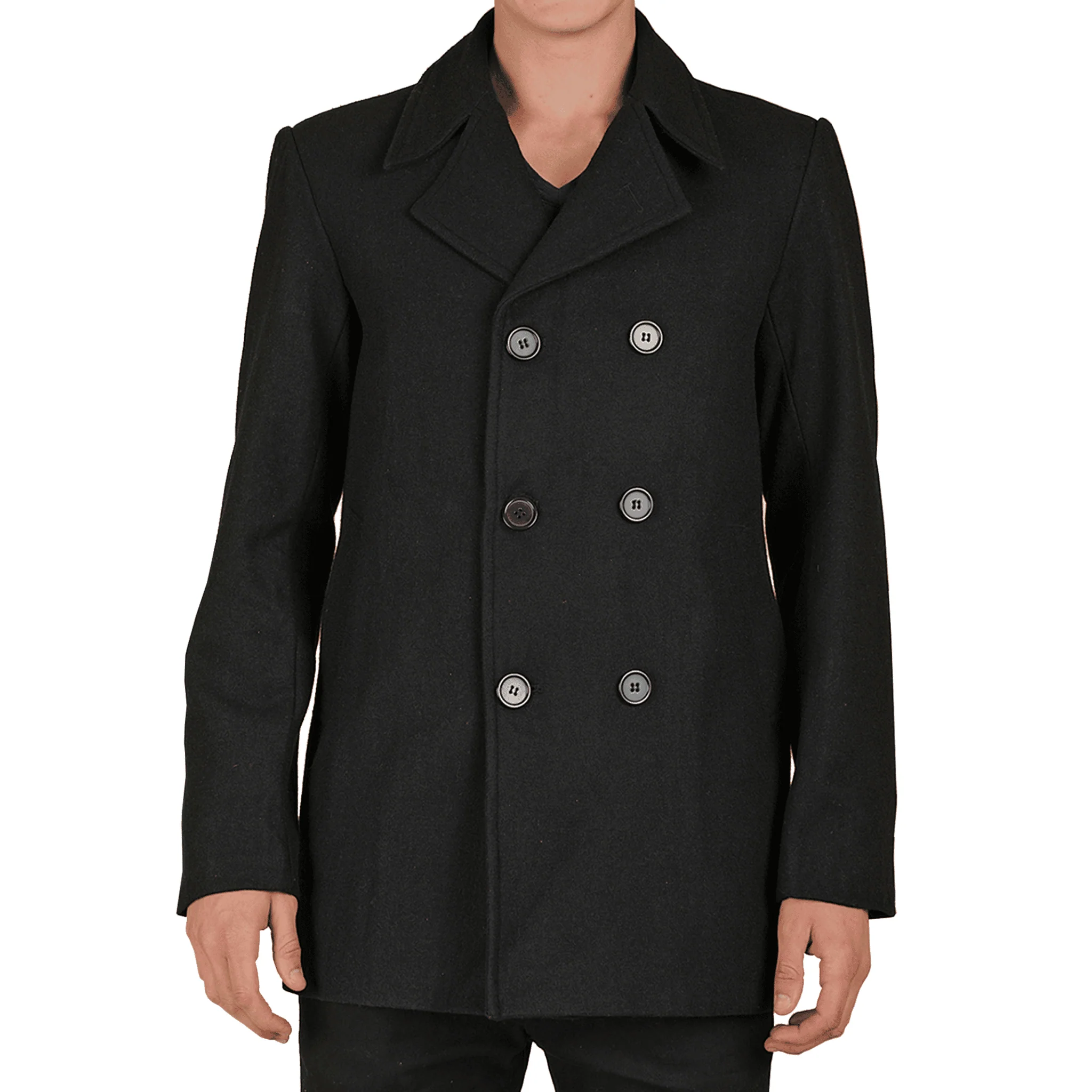 Black Double Breasted Pea Coat - Image 7