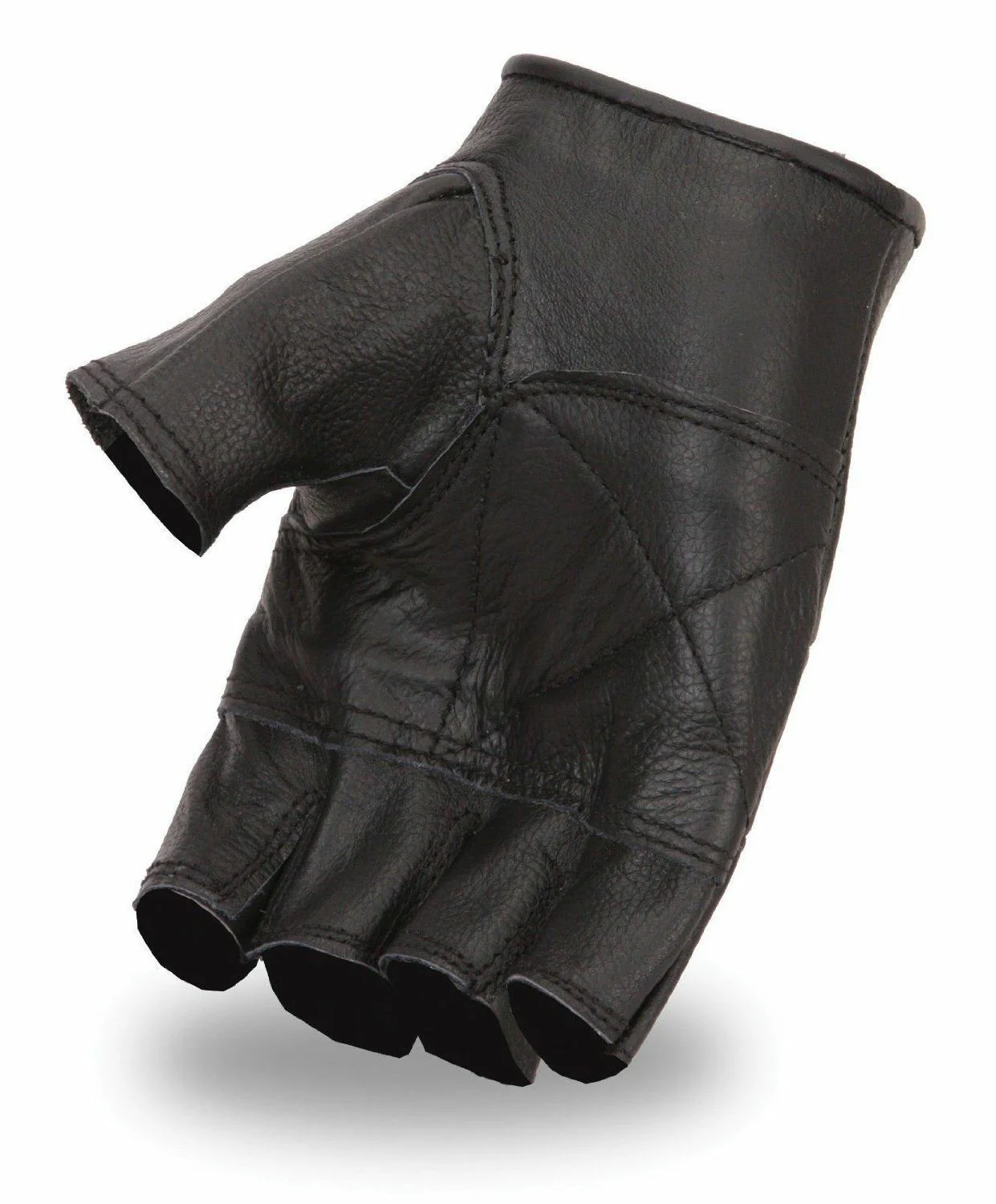 Black Fingerless Biker Gloves - Image 3