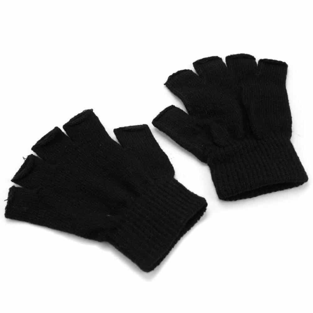 Black Knitted Fingerless Gloves - Image 2