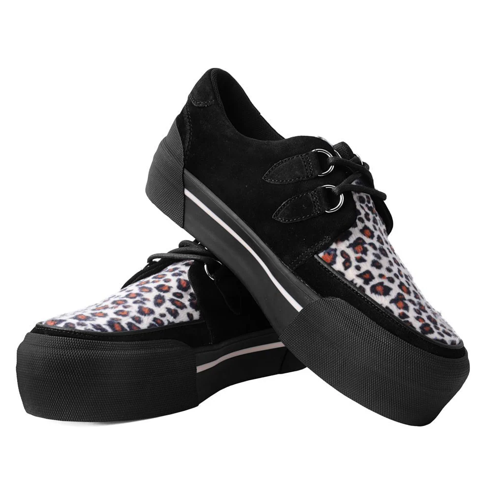 TUK Black/Leopard Suede Platform Creeper Sneaker - Image 2