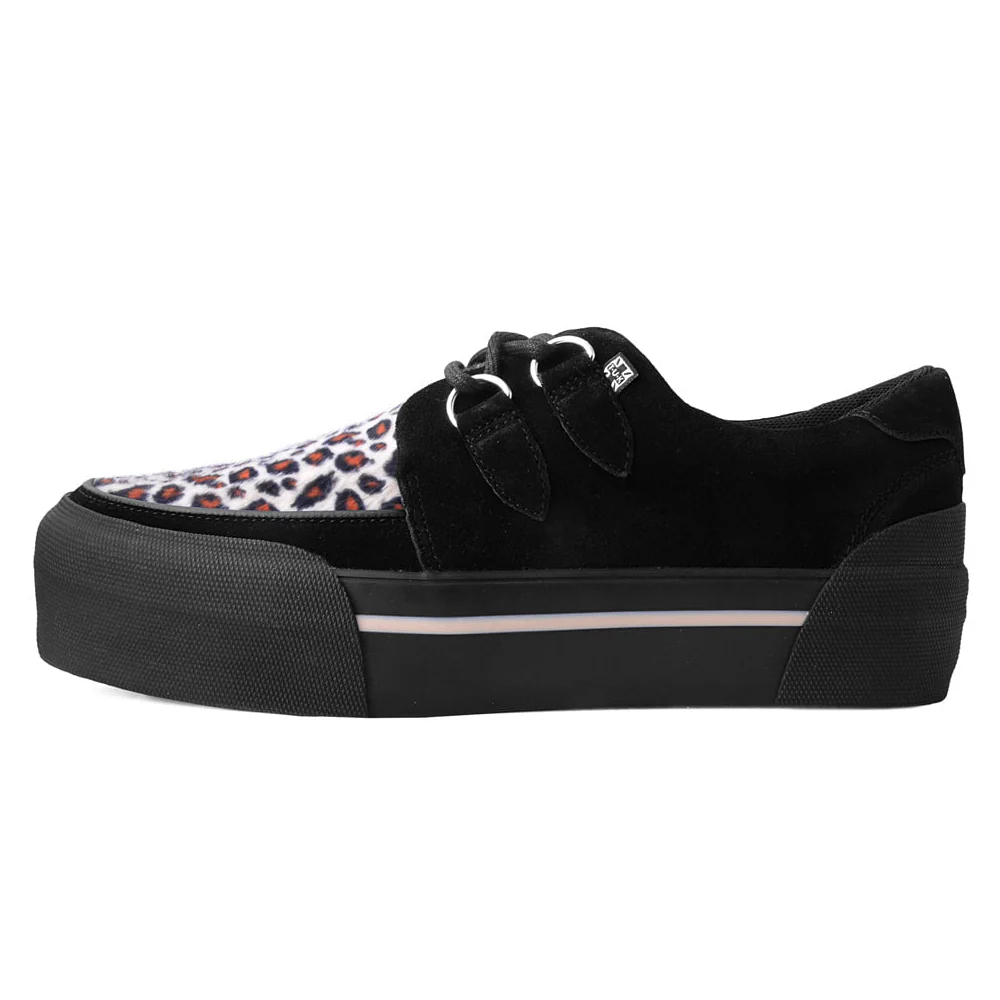 TUK Black/Leopard Suede Platform Creeper Sneaker - Image 4