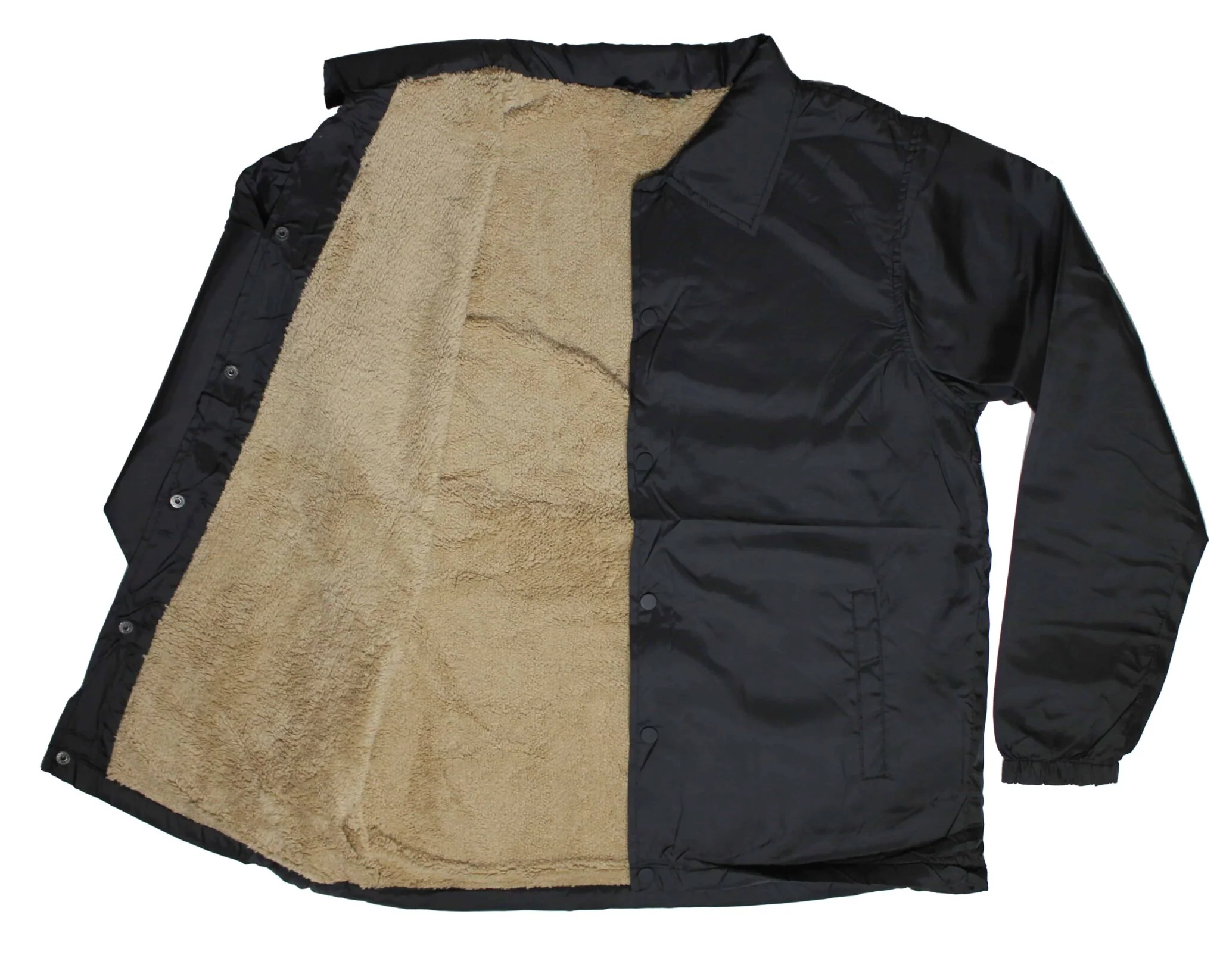 Black Sherpa Lined Windbreaker Jacket - Image 3
