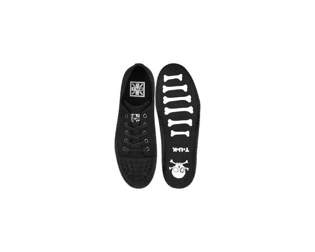 TUK Black Twill Spiked Lace Up Sneaker A3428 - Image 3