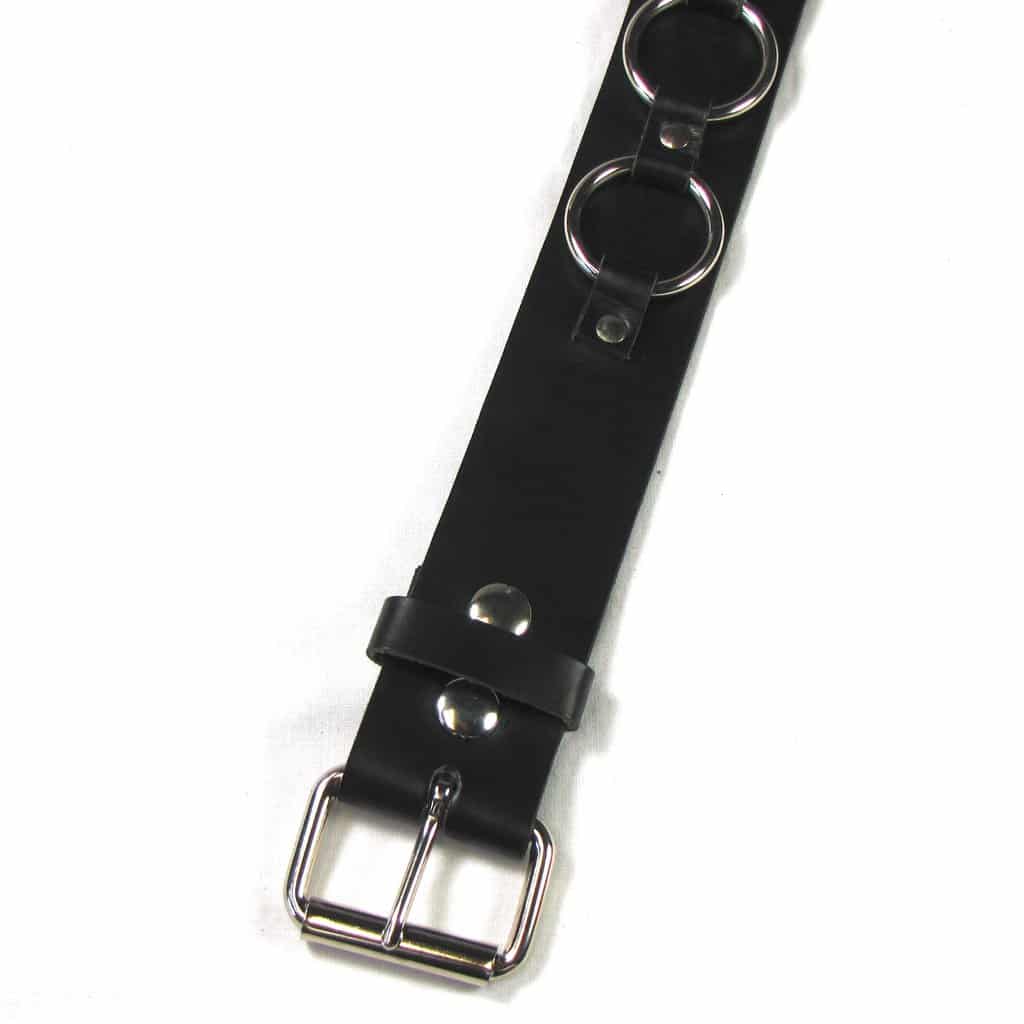 Bondage Strap Leather Belt w/ O Rings - Image 3