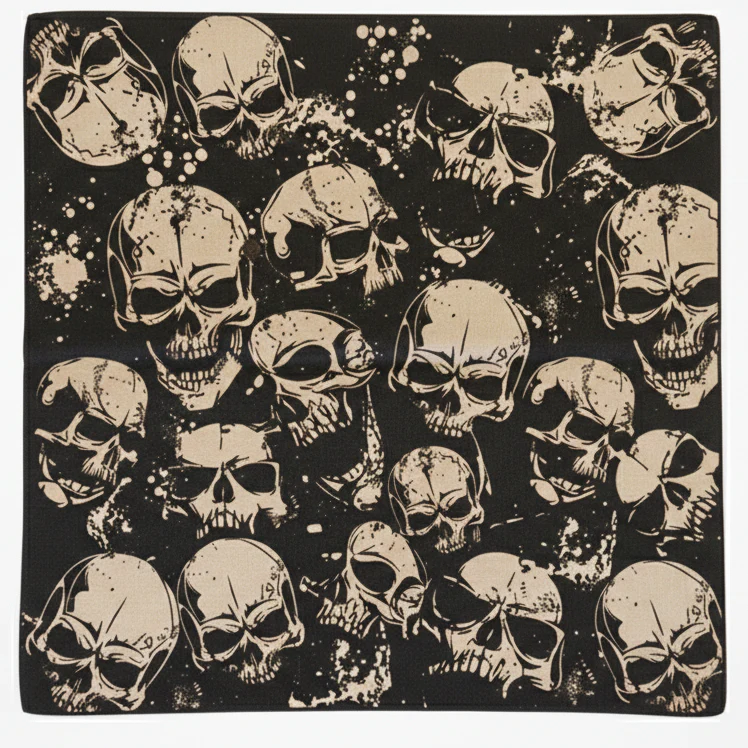 Brown Multi Print Skull Bandana