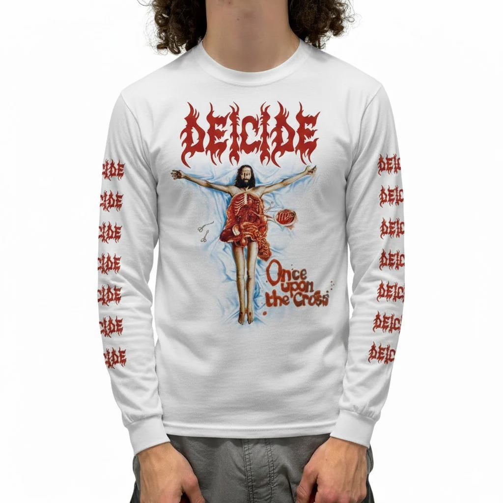 Deicide Once upon the Cross White Long Sleeve - Image 2