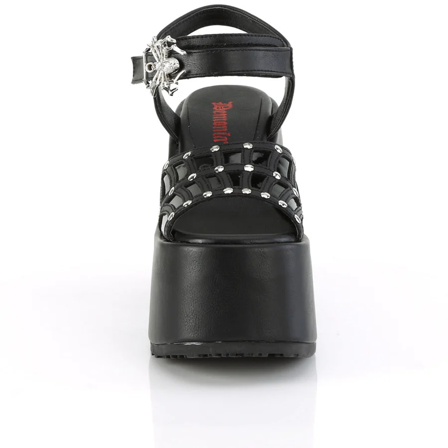 Demonia Silver-Tone Spider Buckle Platform Sandal CAMEL-17 - Image 2