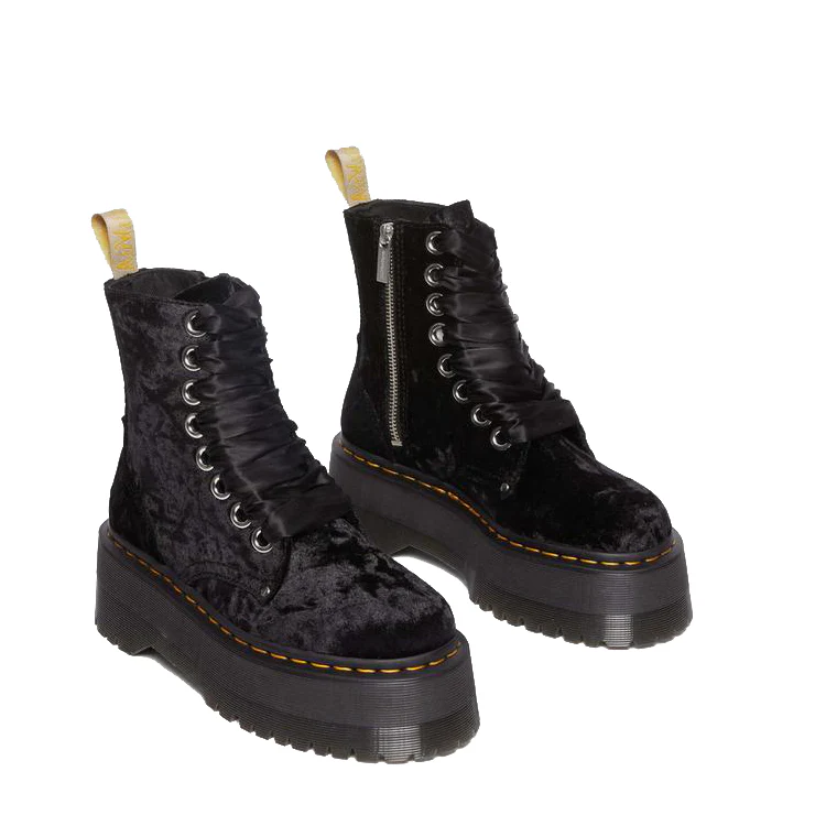 Dr. Martens Vegan Jadon Max Crushed Velvet Platform Boot - Image 2