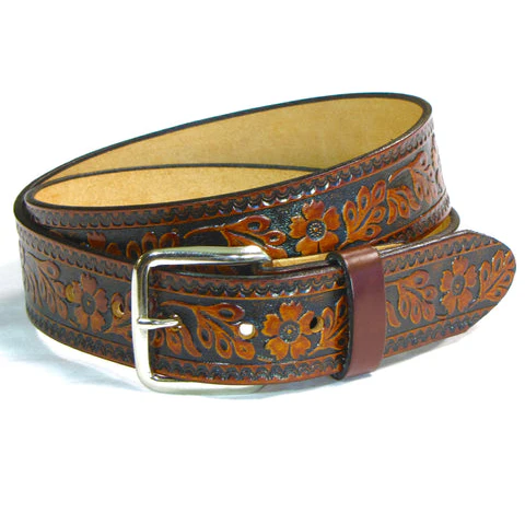 Flower Embossed Leather Belt - Image 3