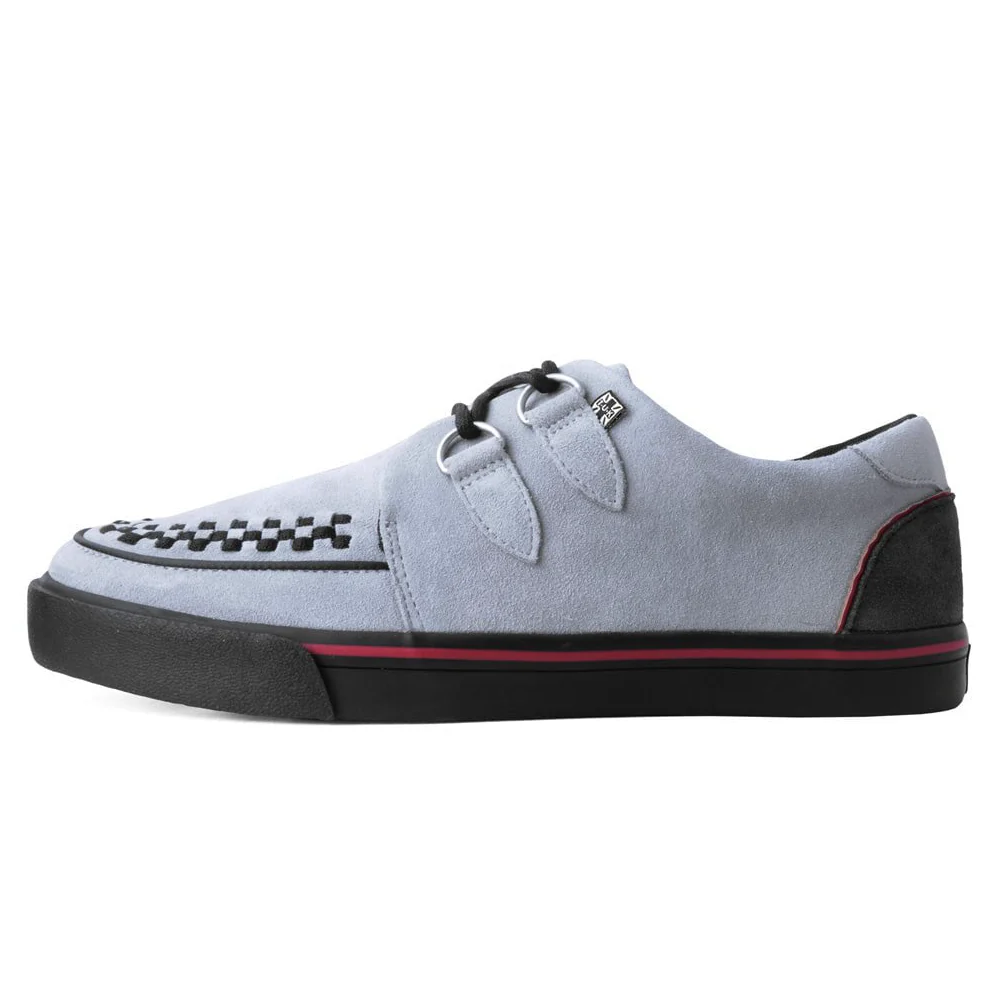 TUK Grey Suede and Red Trim Interlace Sneaker Creeper A3048 - Image 2