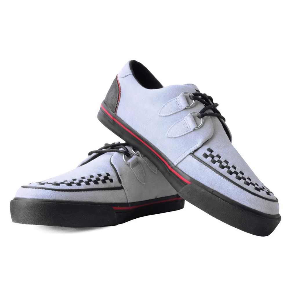 TUK Grey Suede and Red Trim Interlace Sneaker Creeper A3048 - Image 4
