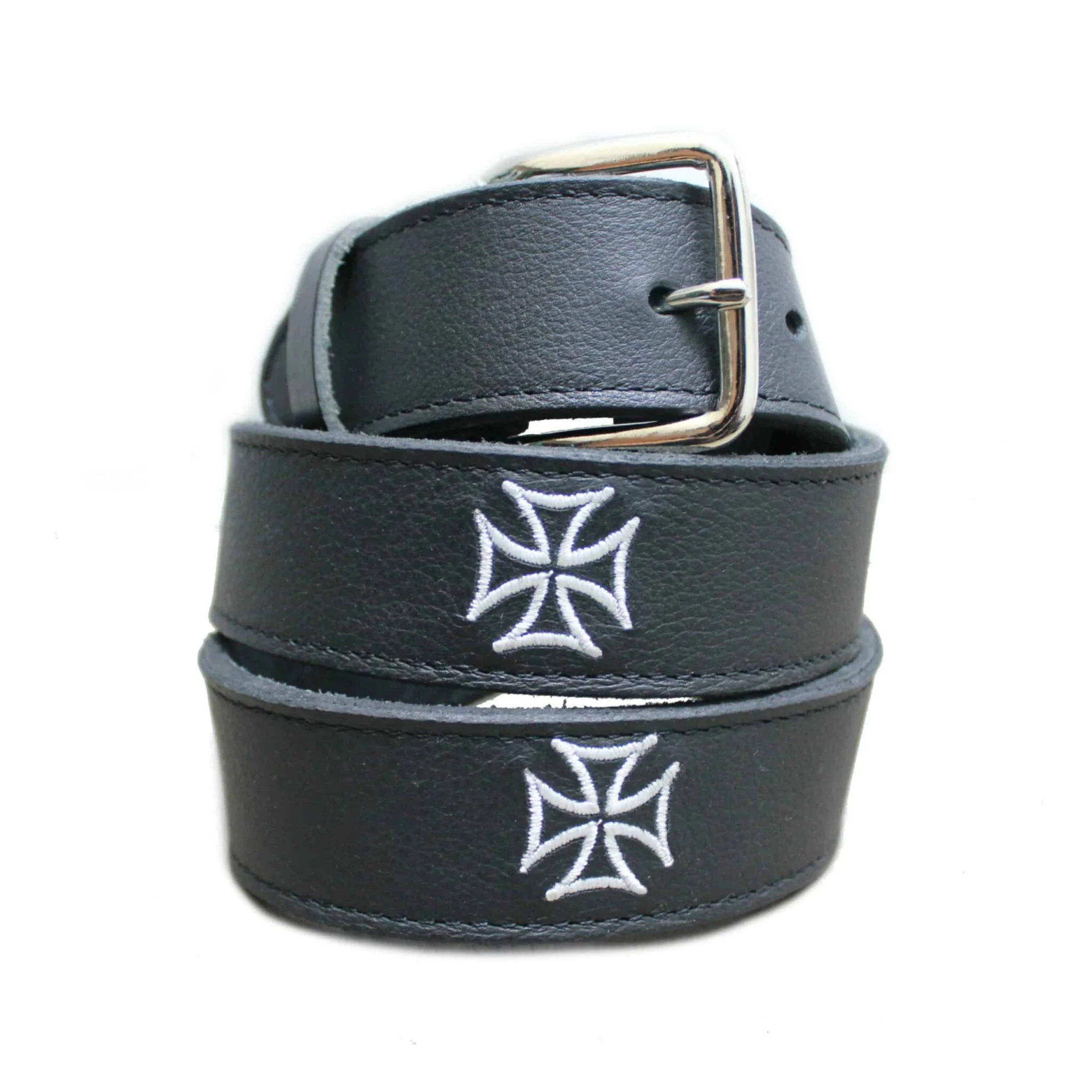 Iron Cross Embroidered Leather Belt - Image 2