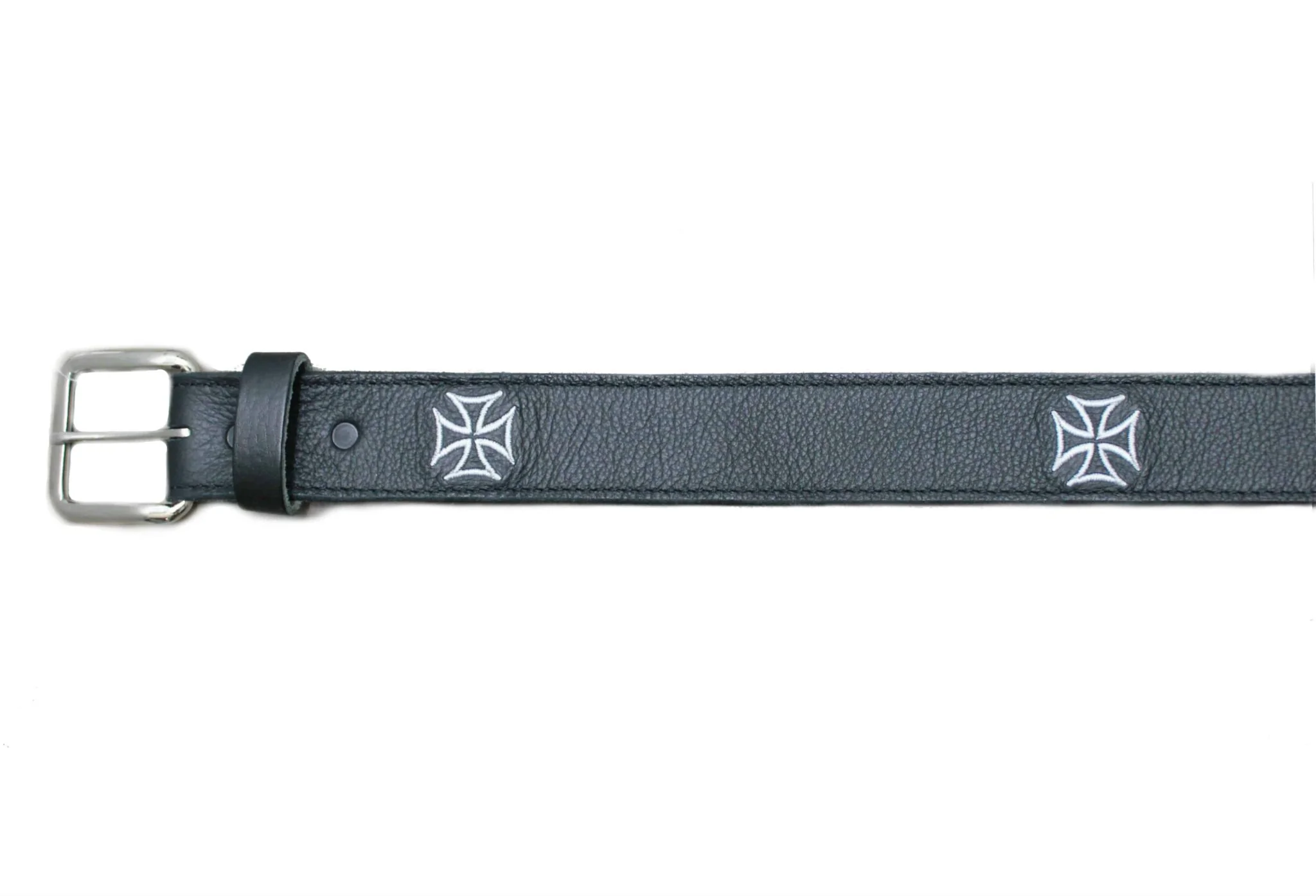 Iron Cross Embroidered Leather Belt - Image 3