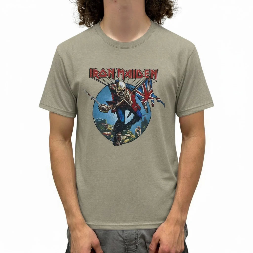Iron Maiden Trooper Circle Natural T-Shirt - Image 2