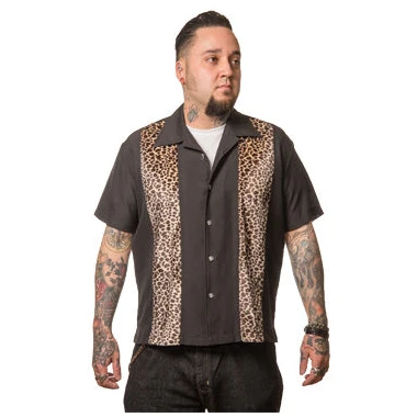 Leopard Black Bowling Shirt by Steady Clothing - Image 3