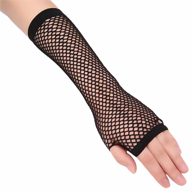 Long Fingerless Fishnet Gloves - Image 2