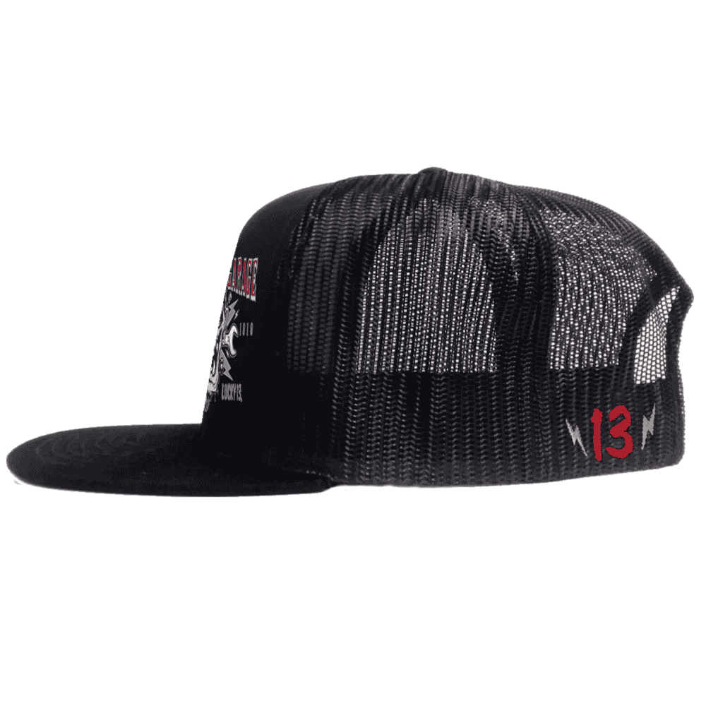 Lucky 13 Trucker Hat Frankies Garage - Image 2