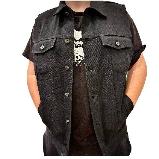 Men's Black Denim Battle Vest - Image 7