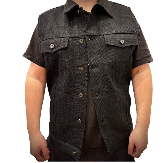 Men's Black Denim Battle Vest - Image 8