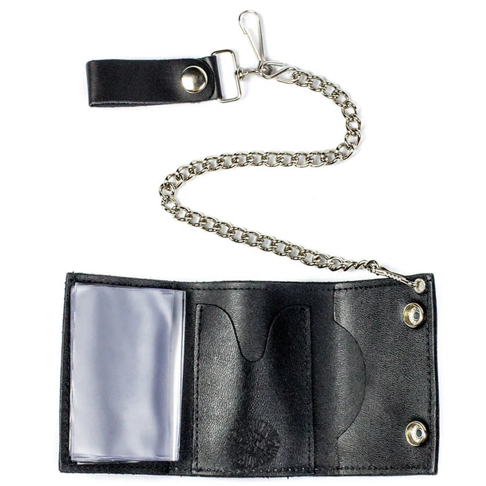 Motorcycle Tri-Fold Biker Wallet w/ Chain - Image 2