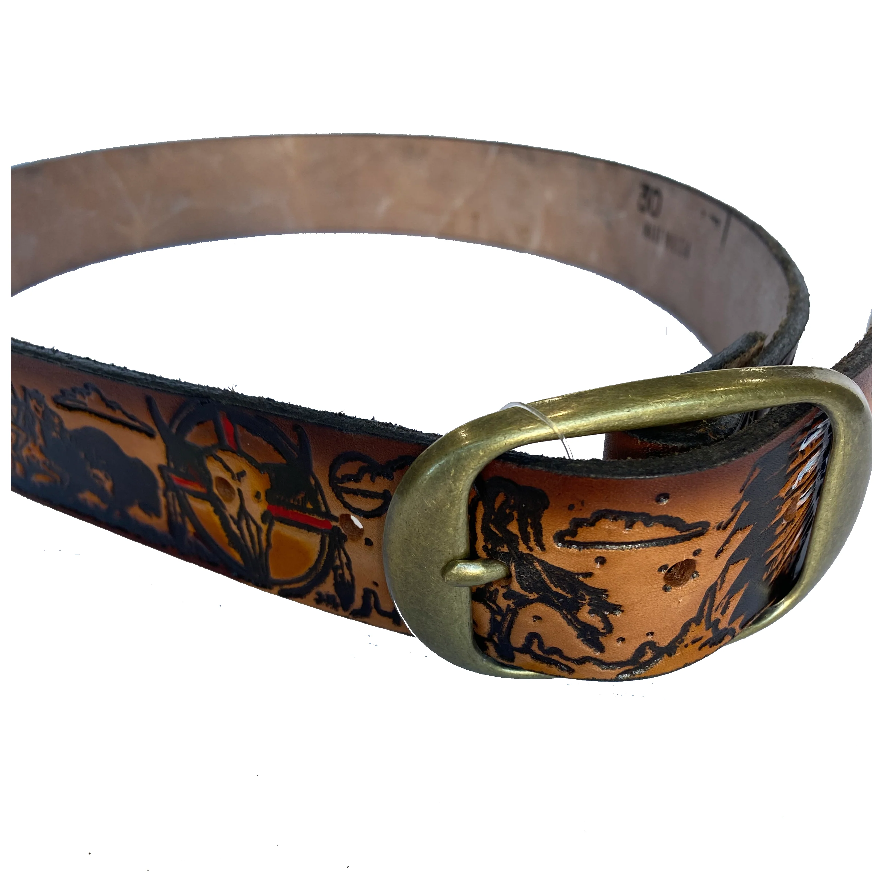 Native American Embossed Leather Belt - Image 4