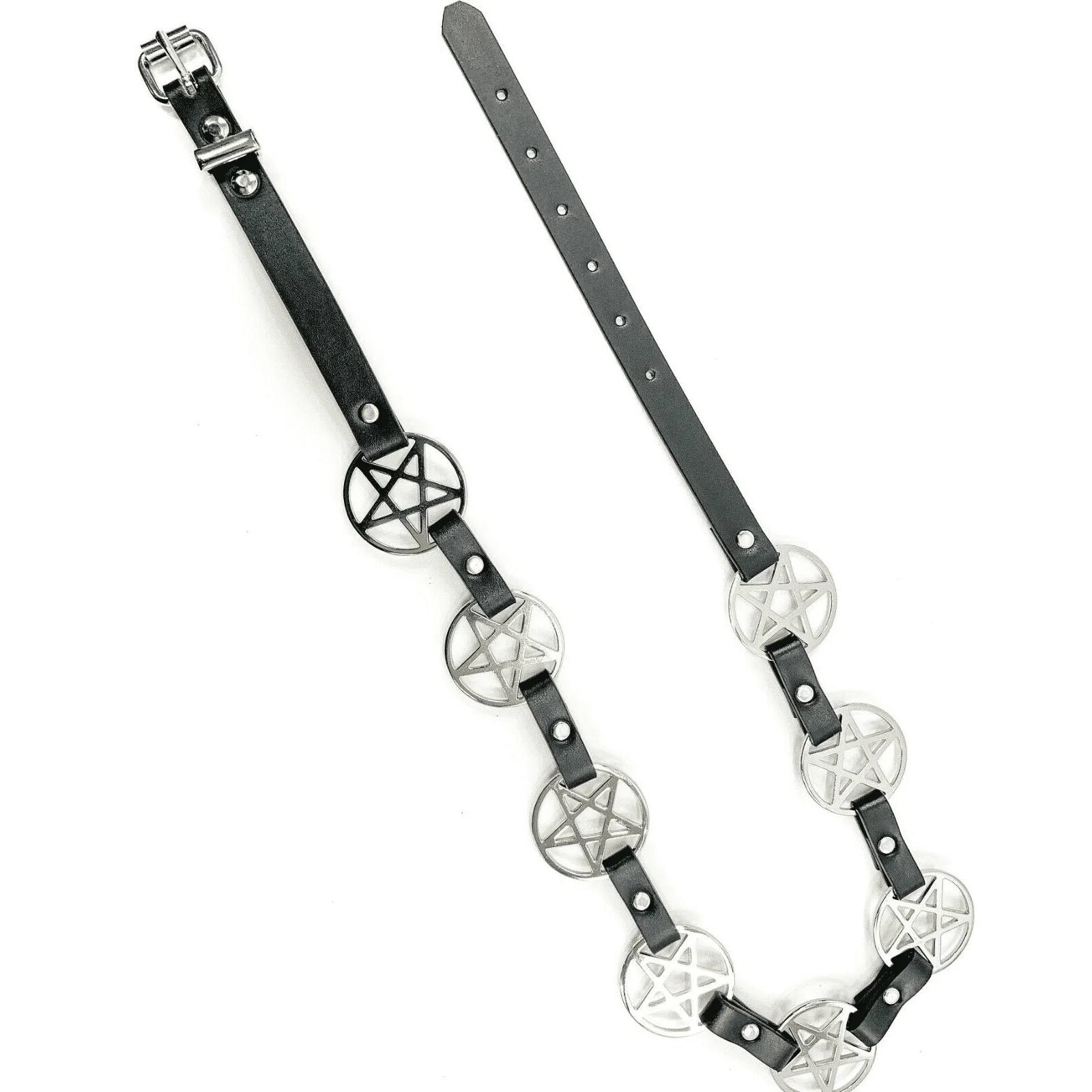 Pentagram Link Leather Belt - Image 3