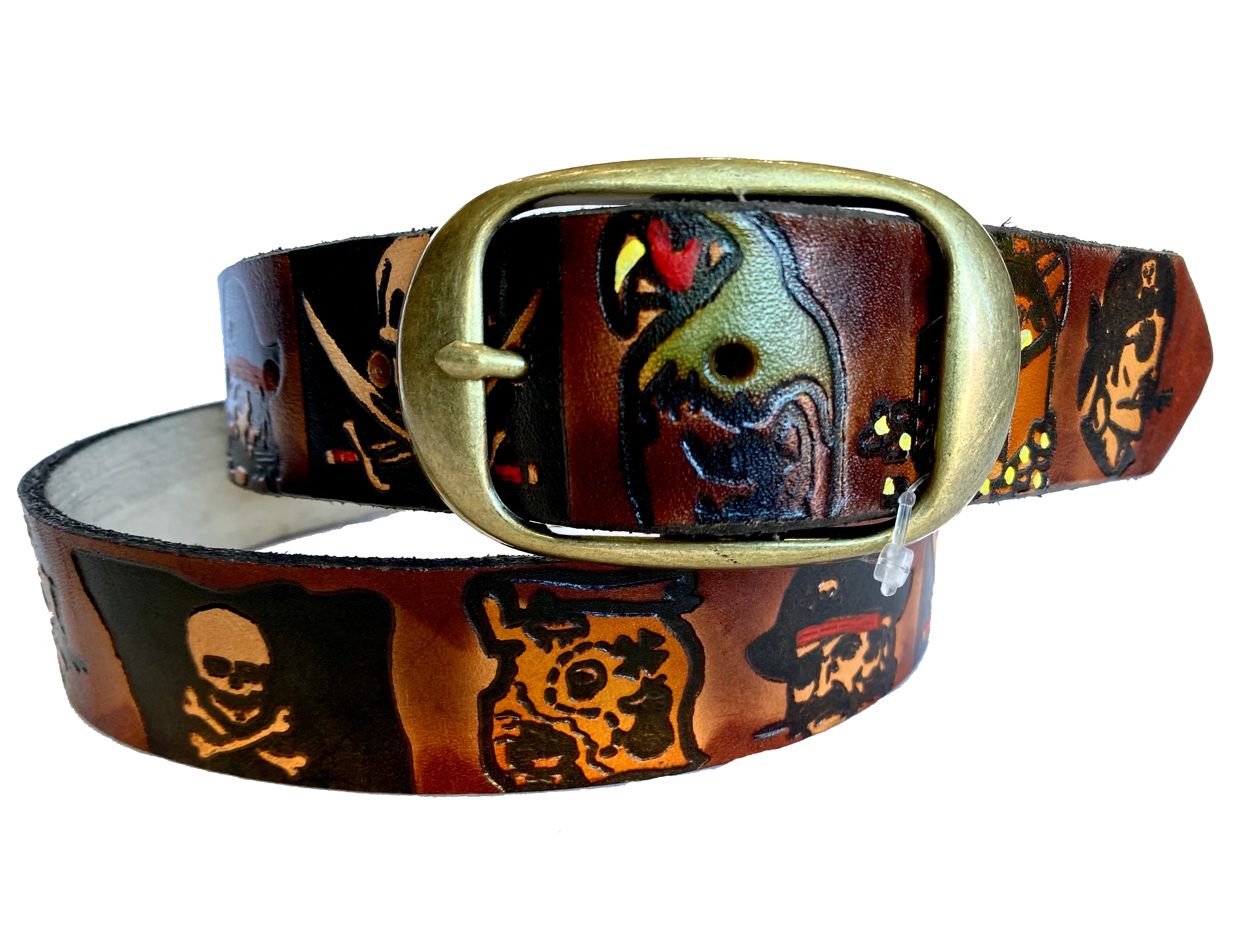 Pirate Skull Embossed Leather Belt - Image 3