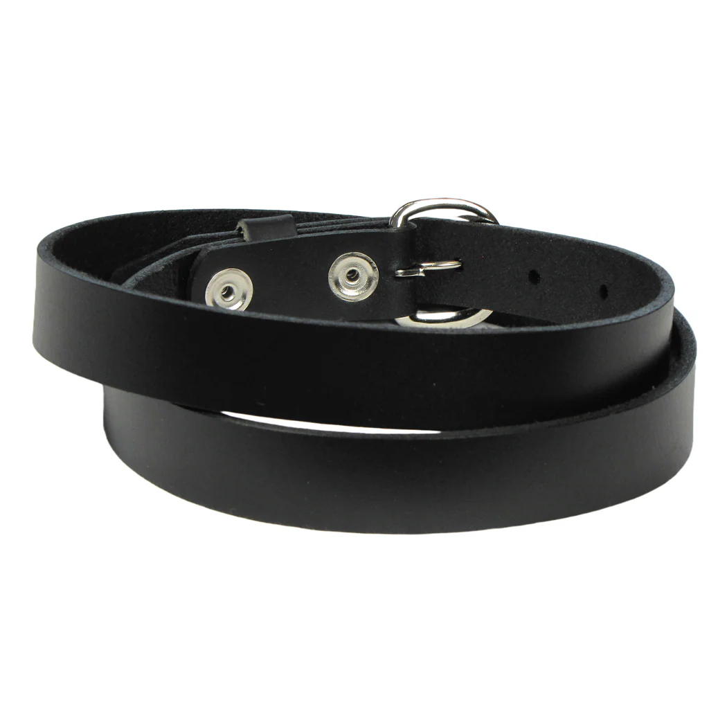 Plain Black Leather Belt 1" - Image 2
