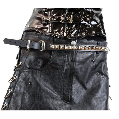 Single Row Pyramid Stud Leather Belt - Image 4
