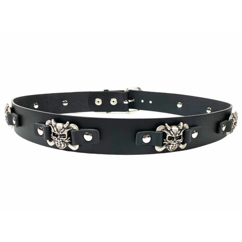 Skull and Crossbones Leather Belt