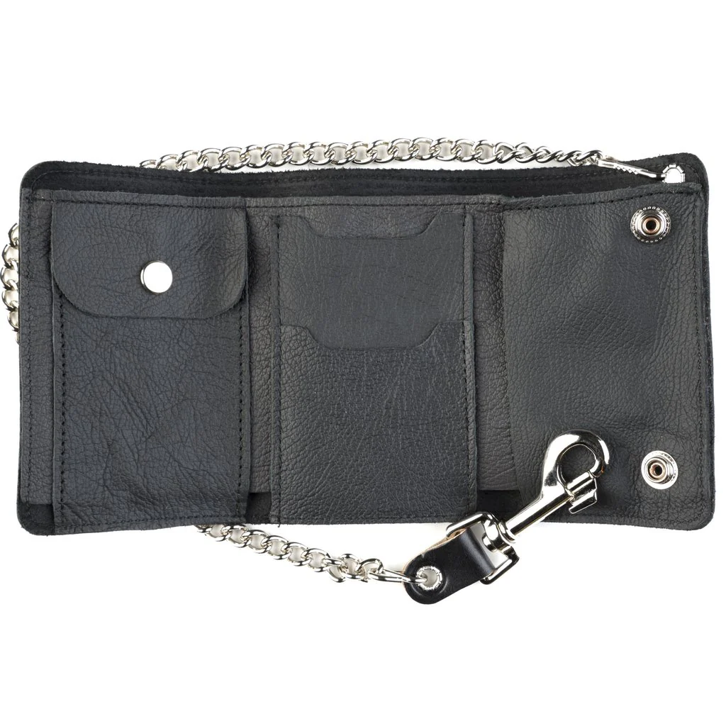 Skull and Crossbones embossed Mid-Size Wallet w/Chain - Image 2
