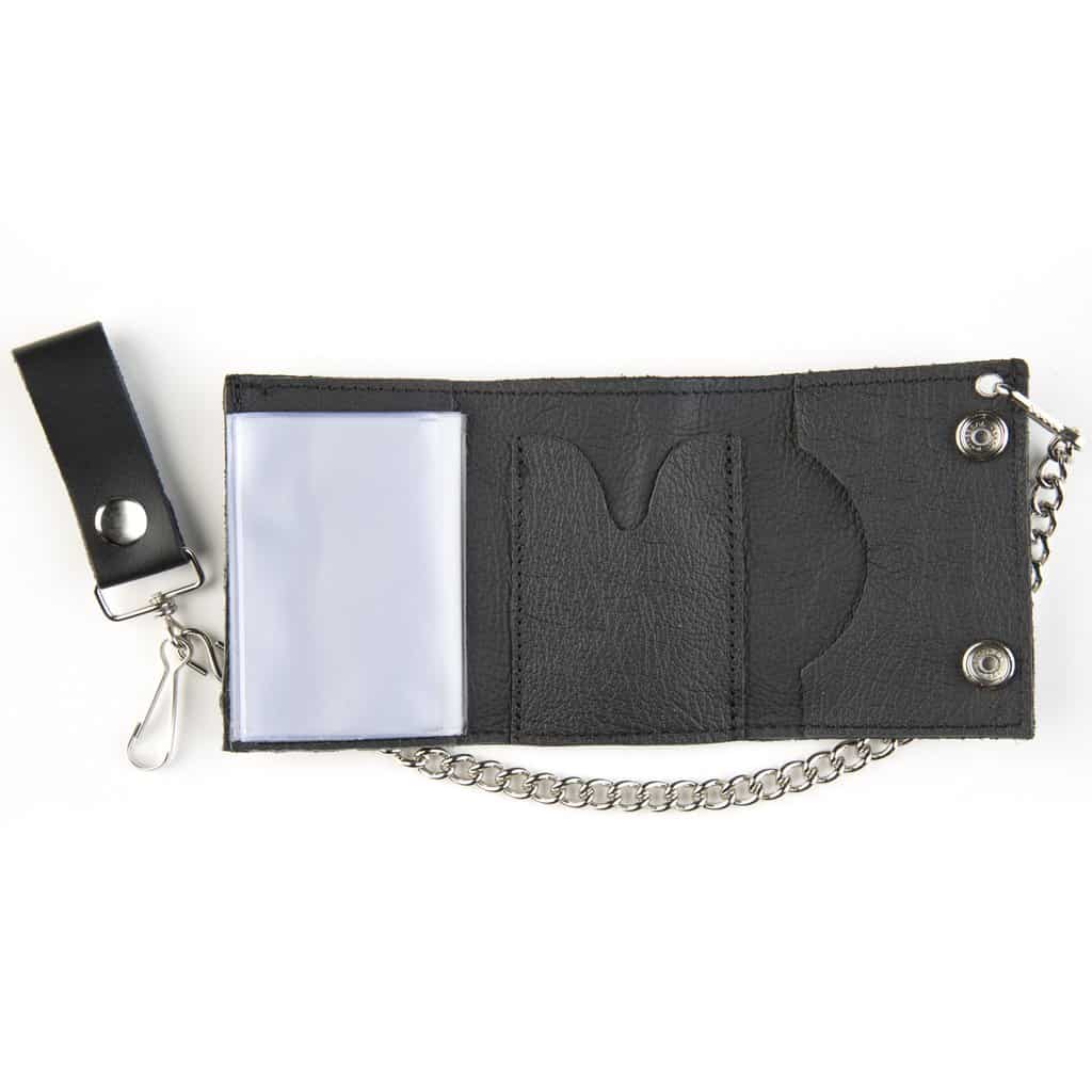 Soft White Stitch Tri-Fold Wallet w/ Chain - Image 2