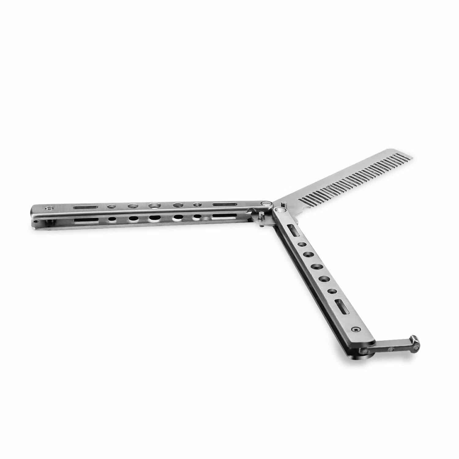 Novelty Stainless Steel Balisong Hair Comb - Image 3