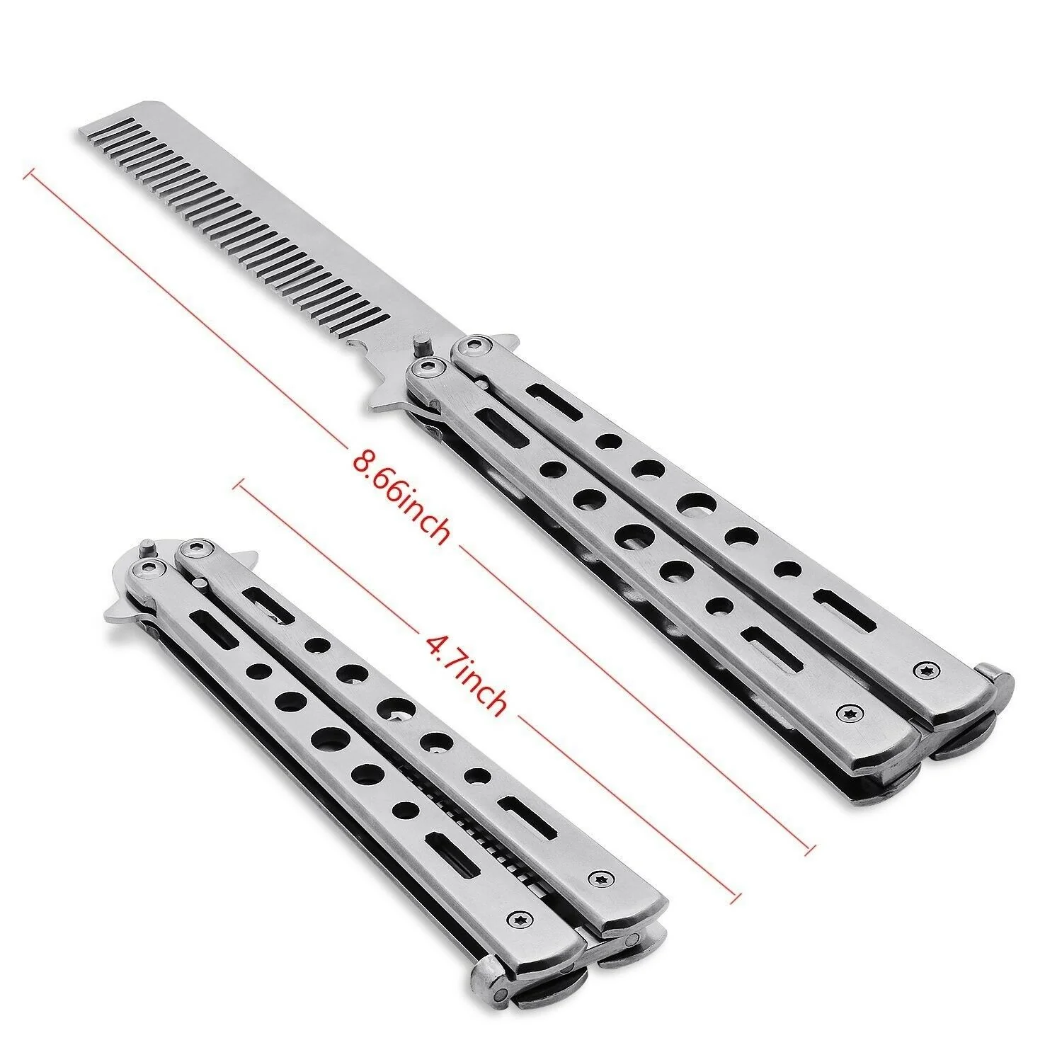 Novelty Stainless Steel Balisong Hair Comb - Image 4