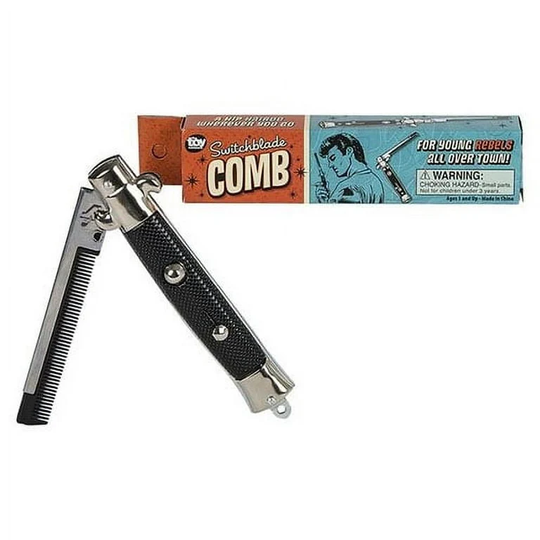Novelty Stainless Steel Switchblade Hair Comb - Image 4