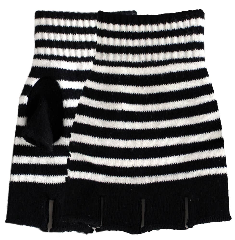 Striped Fingerless Knitted Gloves - Image 2