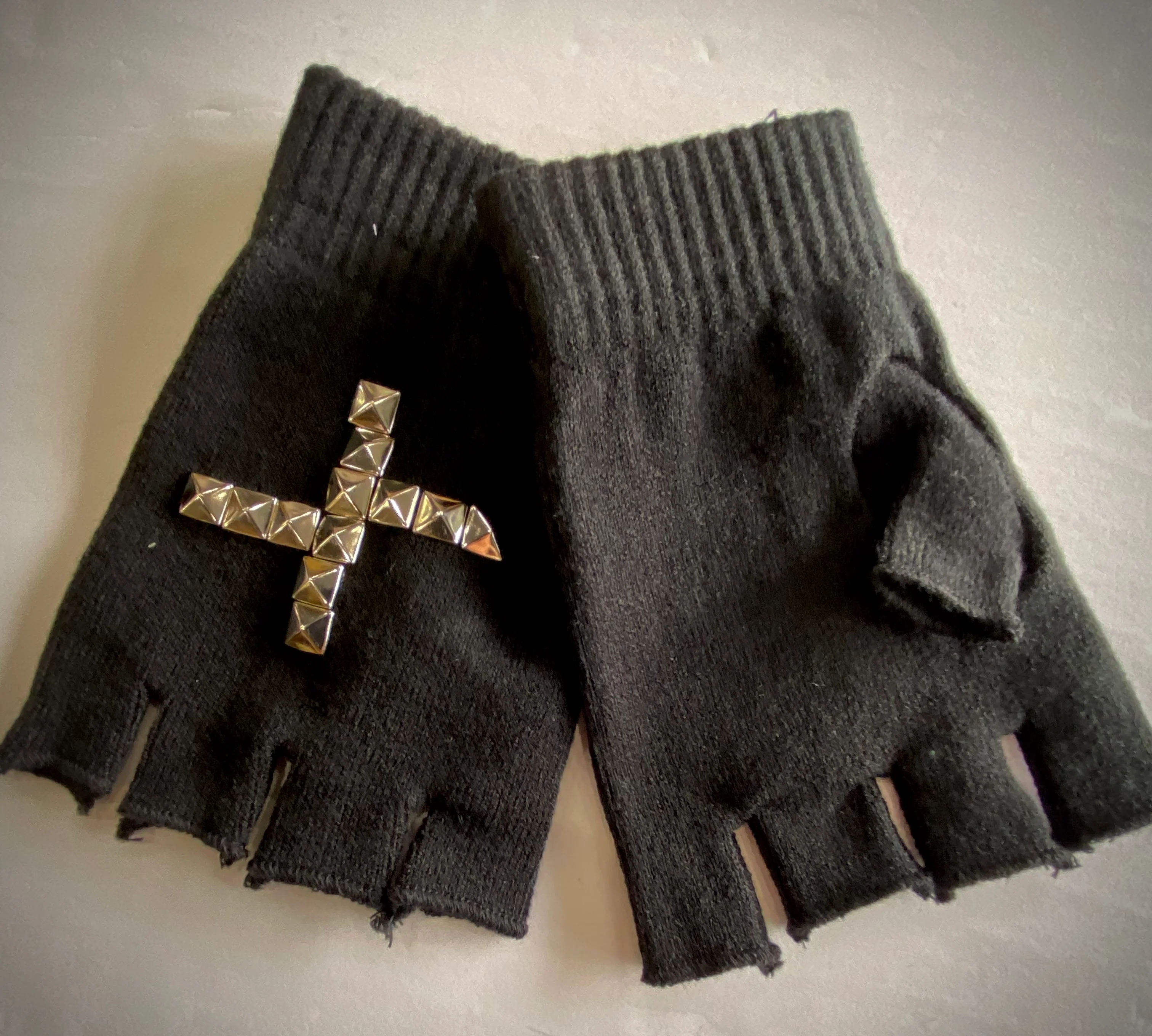 Studded Fingerless Gloves - Image 2
