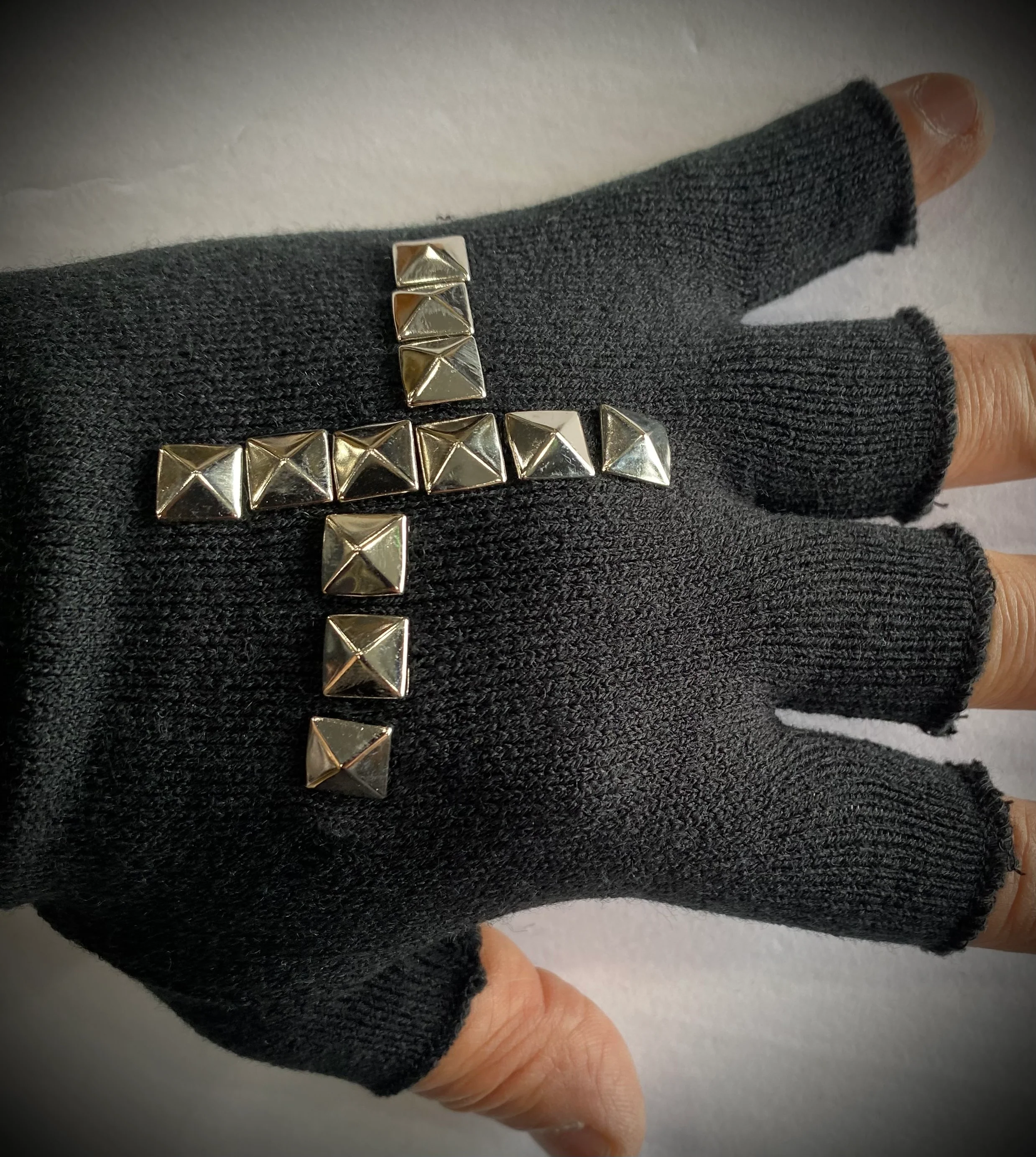 Studded Fingerless Gloves - Image 3