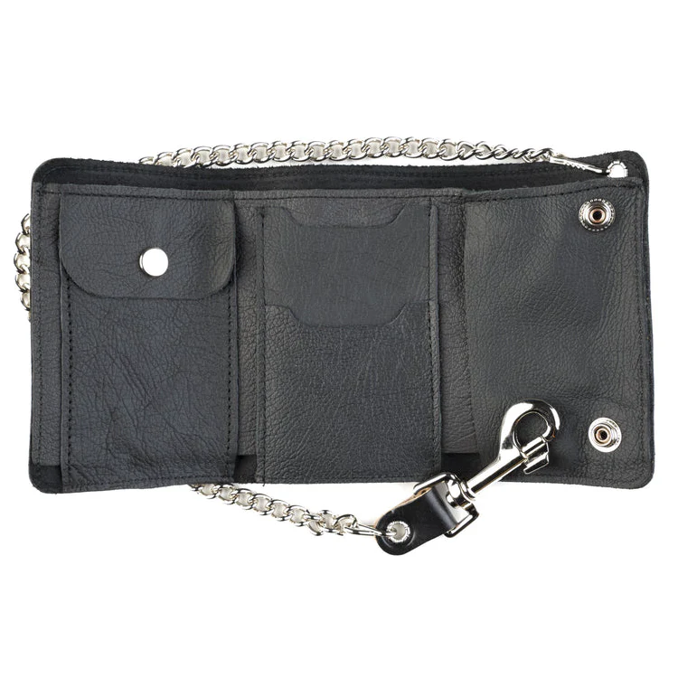 Tri-Fold Chain Wallet w/ Skull Snaps - Image 2