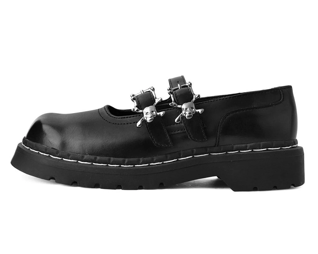 TUK Black 2-Skull Buckle Mary Jane T2307 - Image 3