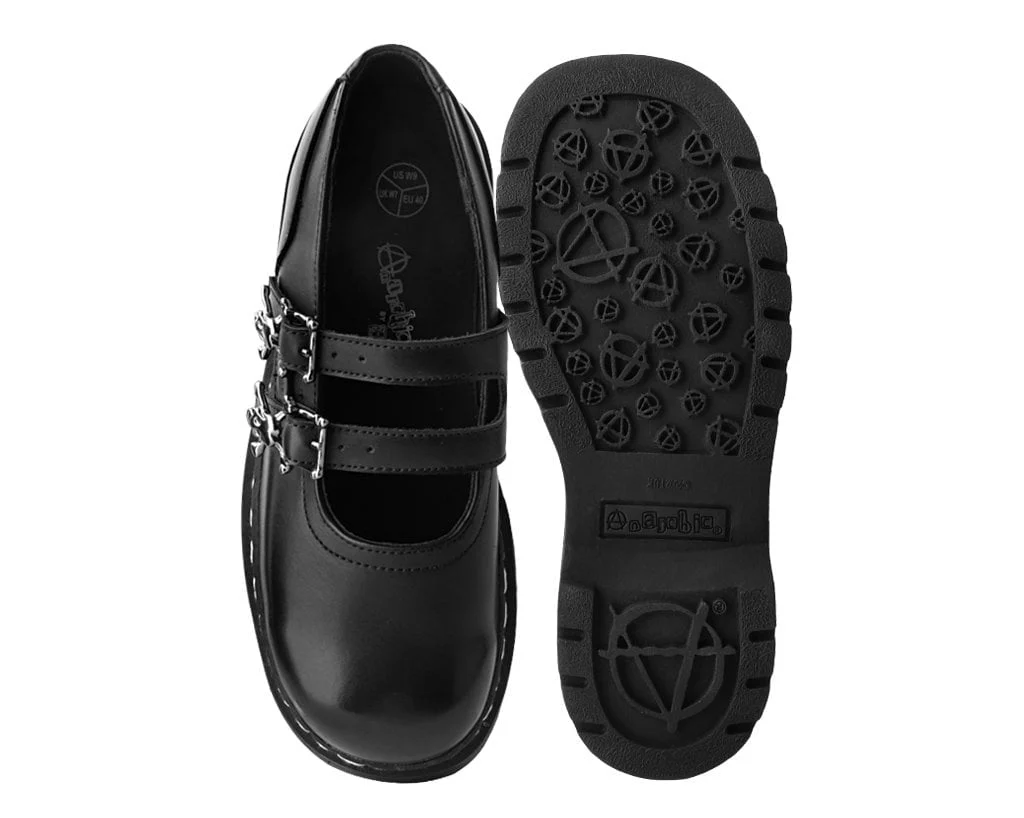TUK Black 2-Skull Buckle Mary Jane T2307 - Image 4